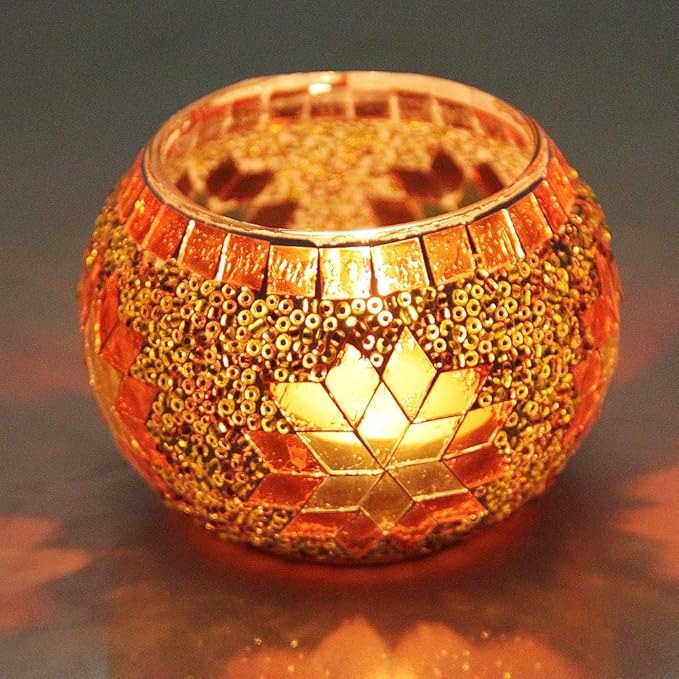 Mosaic Glass Candle Holder