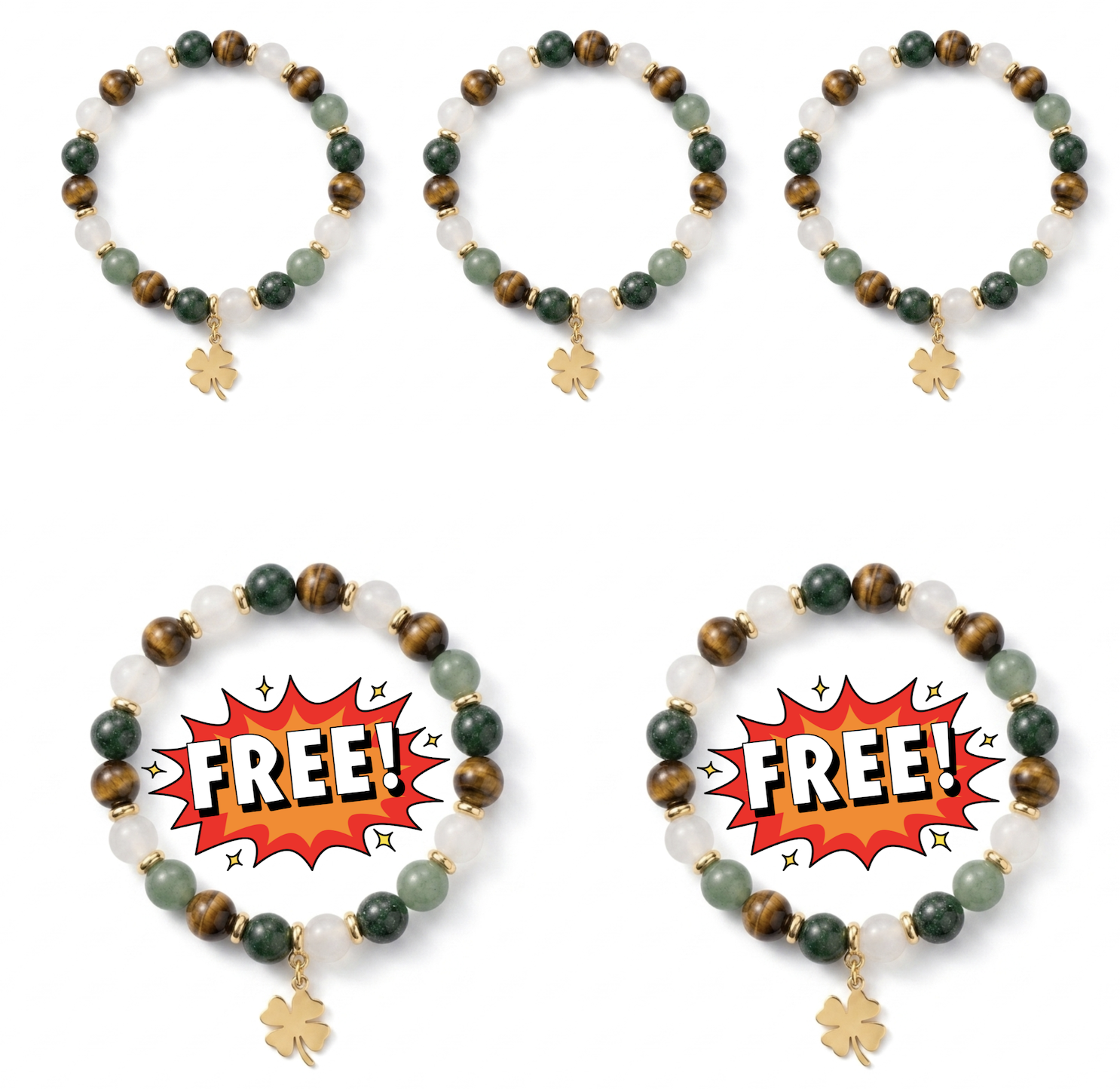 3 x FourLeaf Gradient Bracelet + 2 free