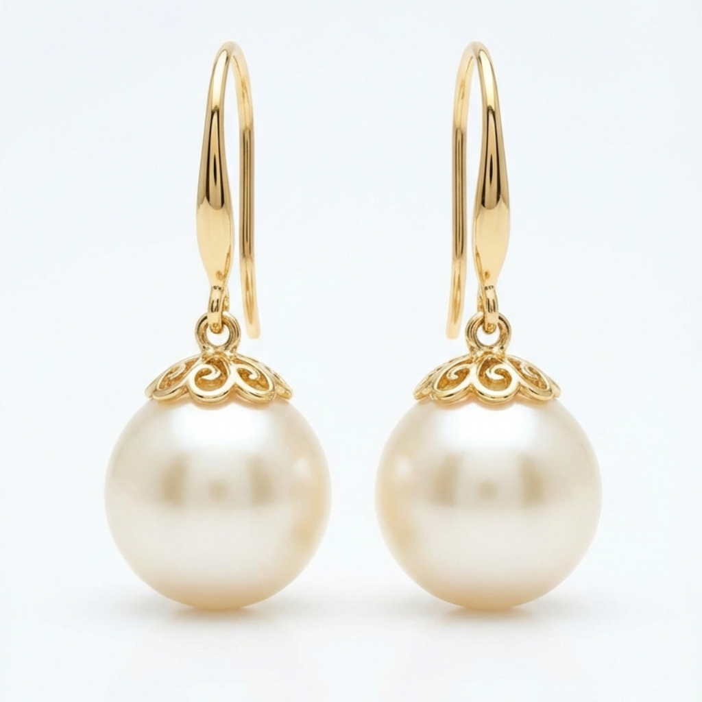 Luna Pearl Drop Earrings — front view