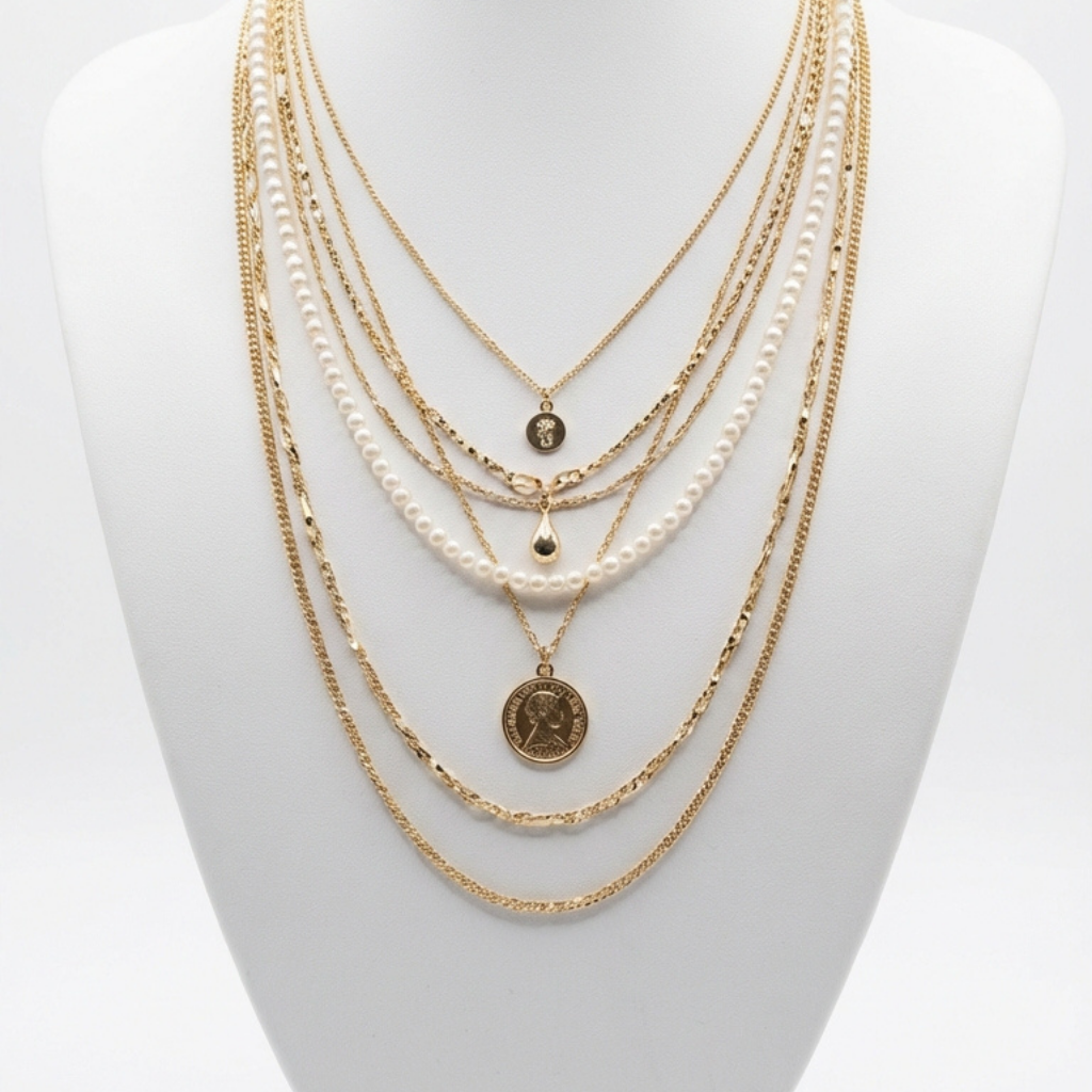 Eclipse Layered Necklace Set — front view