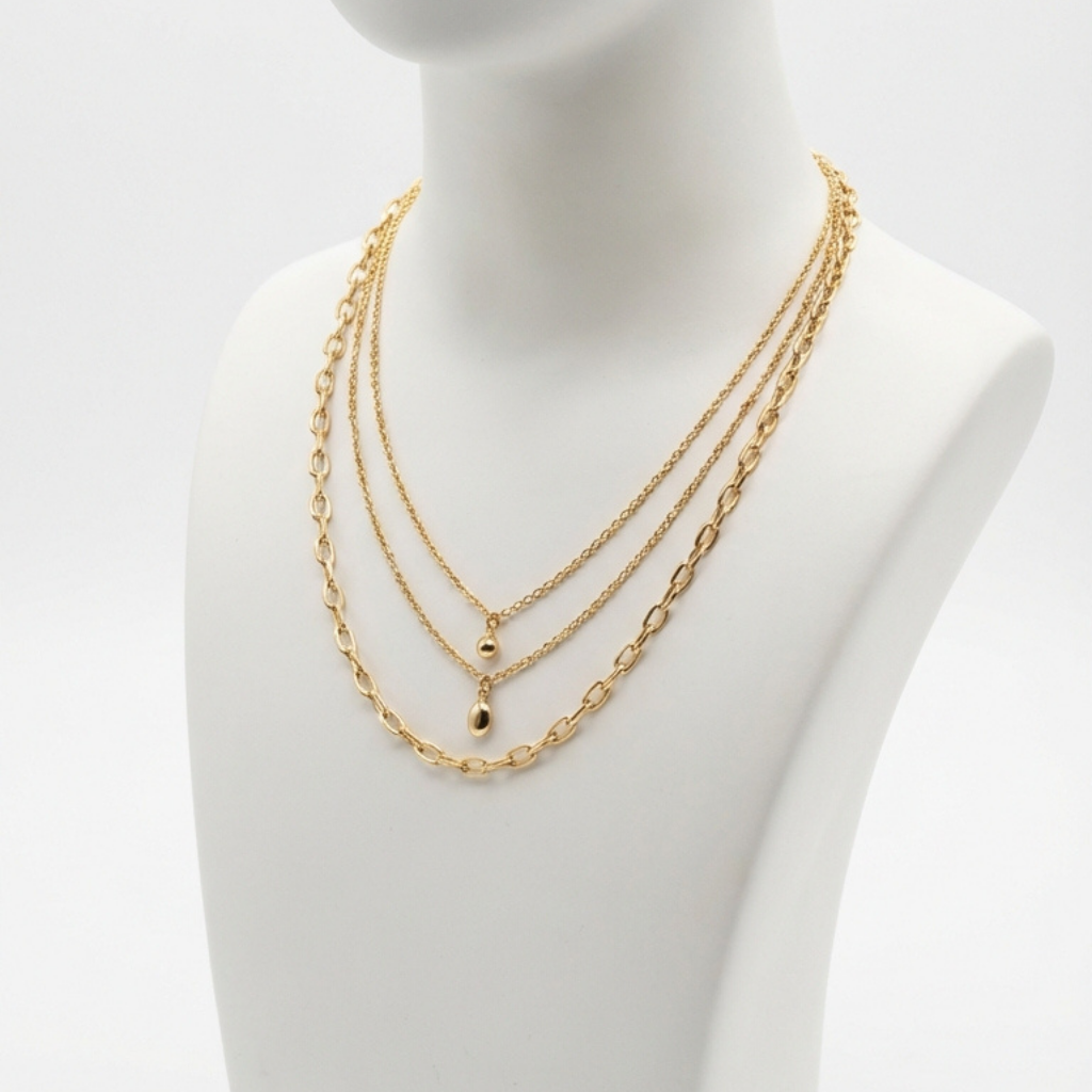 Orion Layered Chain Necklace — front view