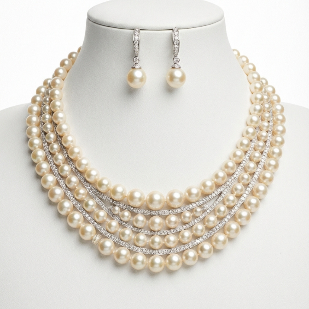 Vega Pearl Jewelry Set — front view