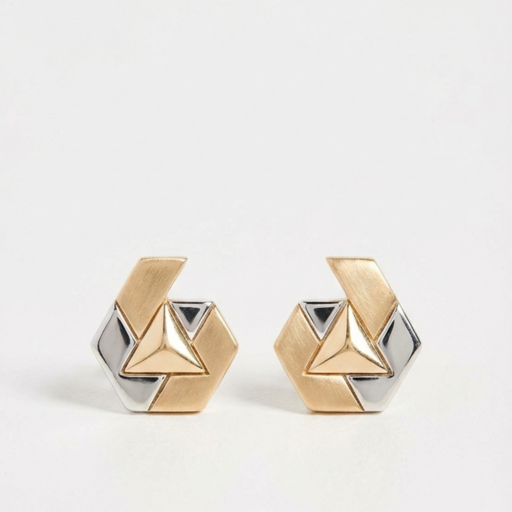 Vega Geometric Mini Earrings — front view